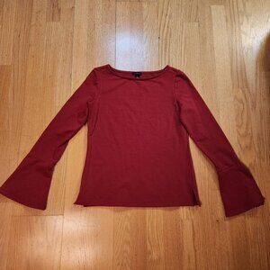 Halogen Cranberry Long Bell Sleeve Top Women’s Size M Cotton Boho Layering Fairy